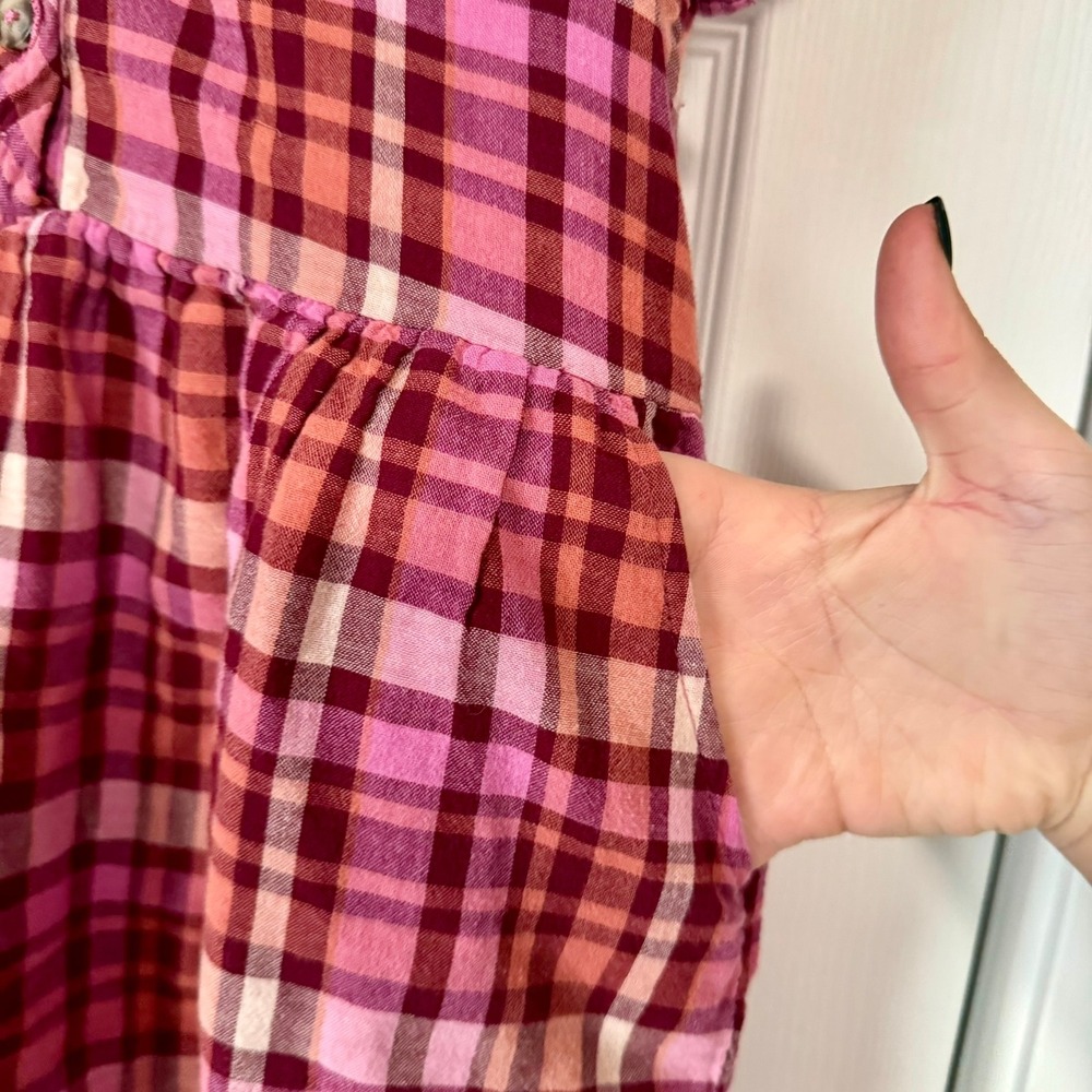 Cat & Jack Girls Plaid Button Down Shirt Dress Pink Size S 6/6X with pockets - Picture 5 of 6